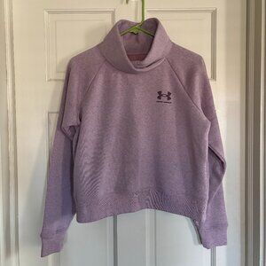 UNDER ARMOUR Women's Rival Fleece Wrap Neck Pullover - Size XS - Mauve Pink